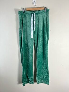 Arie by ariella Velour Green Lounge Pants Size Large Straight Leg Fuzzy Cozy